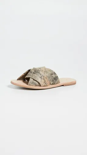 Free People Rio Vista Slide Sandals Beige Snake